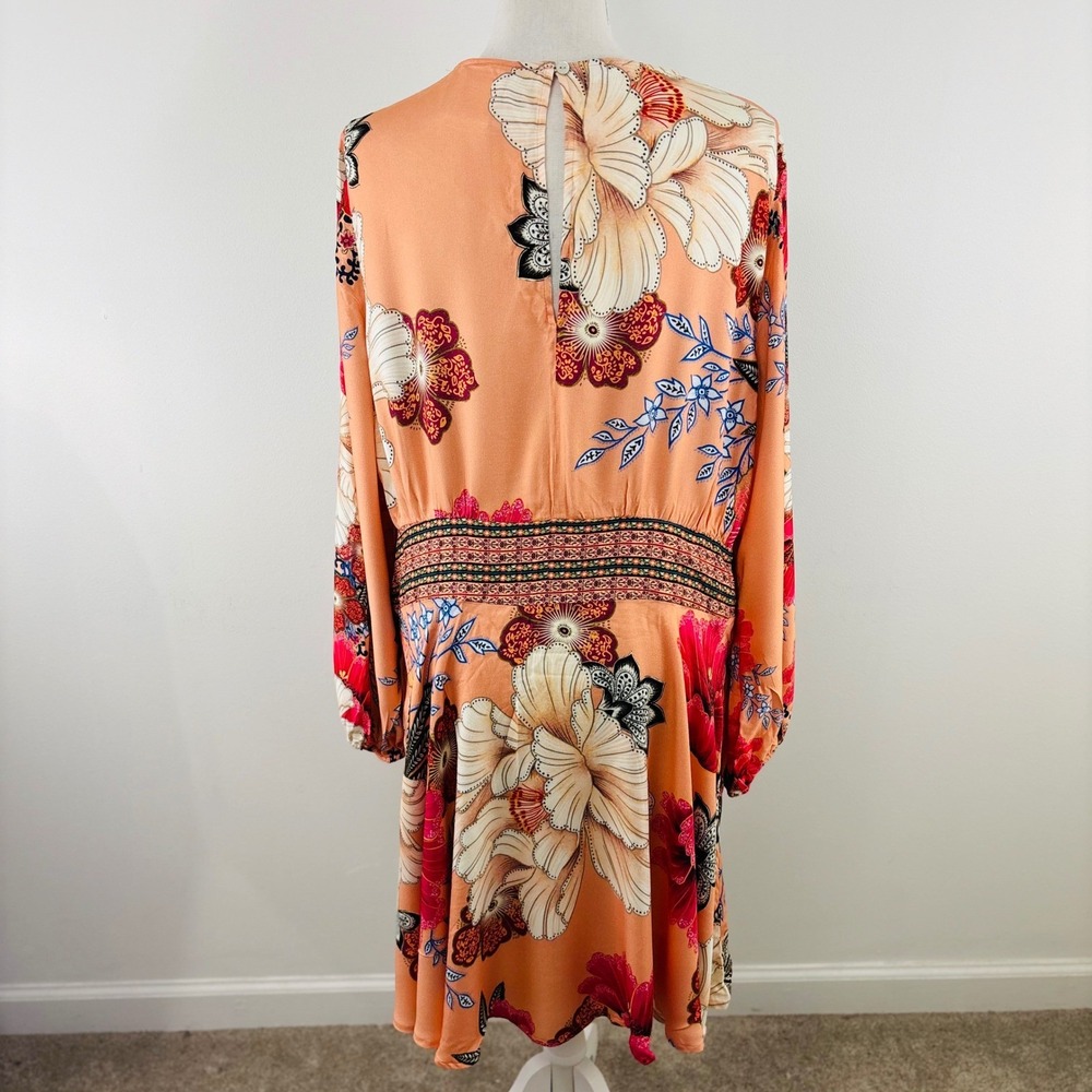 Farm Rio for Anthropologie Floral Boho V-Neck Mini Dress Topanga Side Pockets XL - Picture 7 of 14